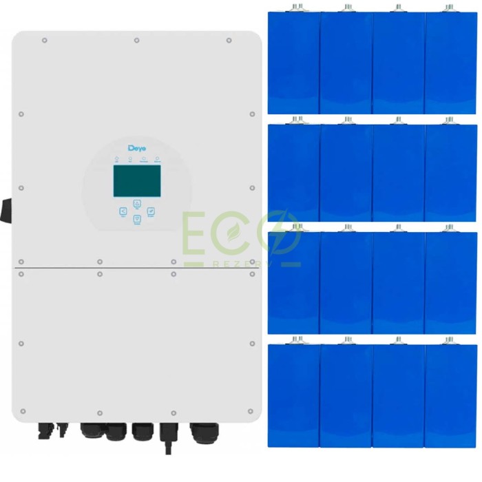 LiFePo4 Deye 12 кВт трифазний інвертор + 16 акумуляторних осередків LF280K 14,4 кВт/год ємність комплект LiFePo4 Deye 12 кВт трифазний інвертор + 16 акумуляторних осередків LF280K 14,4 кВт/год ємність комплект