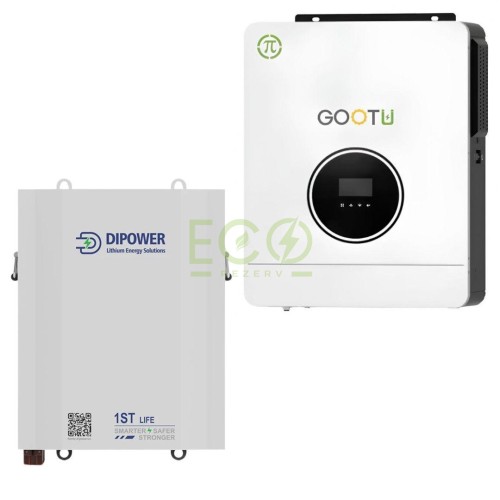 Gootu 6,2 кВт інвертор + акумулятор LiFePO4 48V/120Ah Dipower комплект резервного живлення