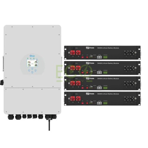 Deye 12 кВт комплект трифазний інвертор + чотири акумулятори DYNESS B4850 LiFePo4 50Ah