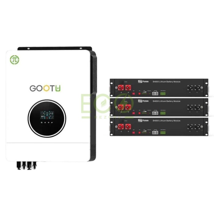 10,2 кВт інвертор Gootu 48В + 3 акумулятори Dyness B4850 комплект резервного живлення 10,2 кВт інвертор Gootu 48В + 3 акумулятори Dyness B4850 комплект резервного живлення