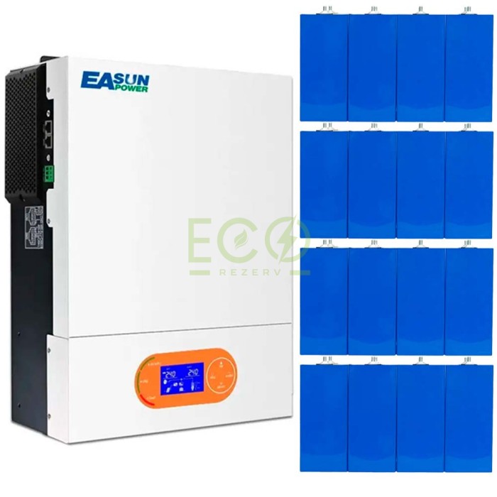 6 кВт інвертор EASUN POWER + 16 акумуляторів 14,4 кВт/год LF280K комплект резервного живлення 6 кВт інвертор EASUN POWER + 16 акумуляторів 14,4 кВт/год LF280K комплект резервного живлення