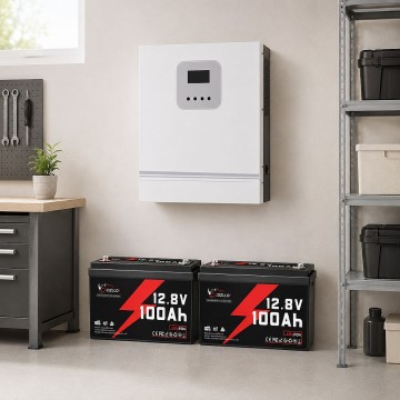 3 кВт LiFePO4 Комплект резервного живлення Інвертор Ameisentech WiFi + 2 акумулятора Idzlldi 12V 100Ah з BMS для будинку, квартири