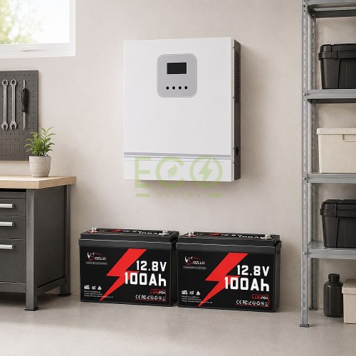 3 кВт LiFePO4 Комплект резервного живлення Інвертор Ameisentech WiFi + 2 акумулятора Idzlldi 12V 100Ah з BMS для будинку, квартири
