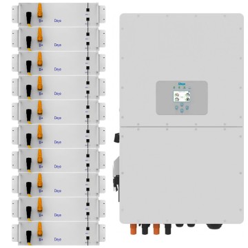 Deye 50 кВт інвертор + десять батарей BOS-GM5.1, 51,2 В,100 Ач комплект, високовольтні