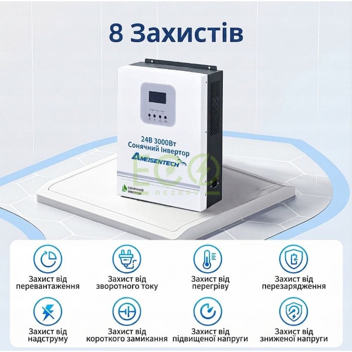 3 кВт Інвертор гібридний Ameisentech WiFi 24 В, струм заряду 100 А, для АКБ 3 кВт Інвертор гібридний Ameisentech WiFi 24 В, струм заряду 100 А, для АКБ