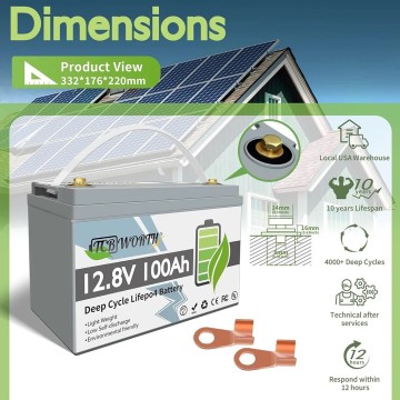 LiFePO4 12V/100Ah Акумулятор TCBWorth (літій-залізо-фосфатний акумулятор для ДБЖ (UPS))