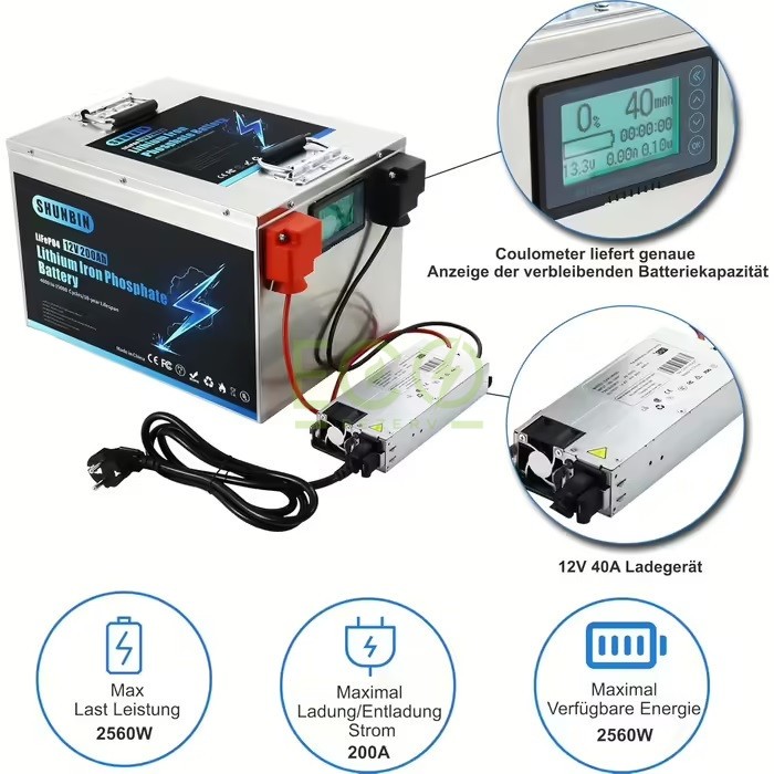 LiFePO4 12V/200Ah акумуляторна батарея SHUNBIN LiFePO4 12V/200Ah акумуляторна батарея SHUNBIN