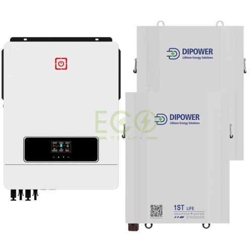 Daxtromn 10,2 кВт інвертор + два акумулятори LiFePO4 48V/120Ah Dipower комплект резервного живлення