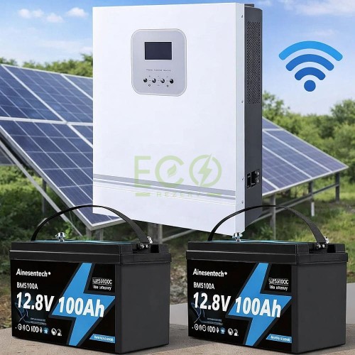 3 кВт LiFePO4 Комплект резервного живлення Інвертор Ameisentech WiFi + 2 акумулятора 12V 100Ah Ameisentech для квартири, будинку