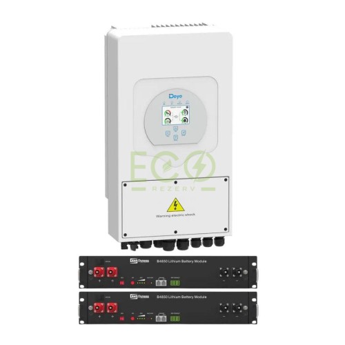 Deye 6 кВт інвертор + два акумулятори DYNESS B4850 LiFePo4 50Ah комплект резервного живлення для дому/квартири