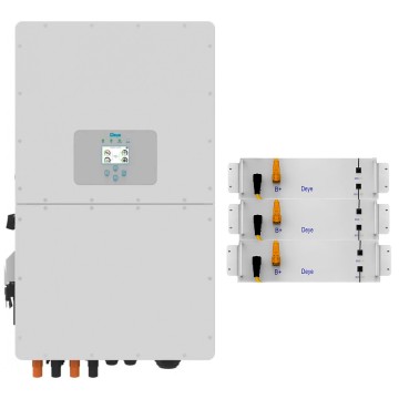 Deye 30 кВт інвертор + три батареї BOS-GM5.1, 51,2 В,100 Ач комплект, високовольтні